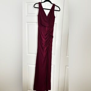 David's Bridal Deep Red Maxi Dress